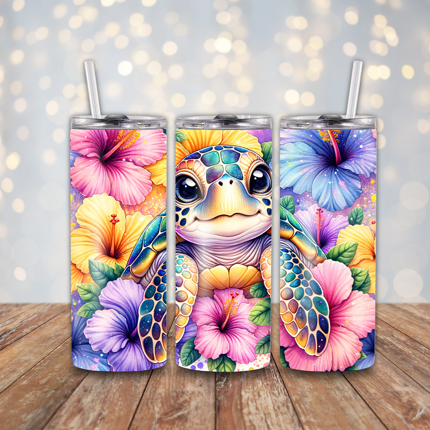 Sea Turtle Hibiscus Sublimation Transfers