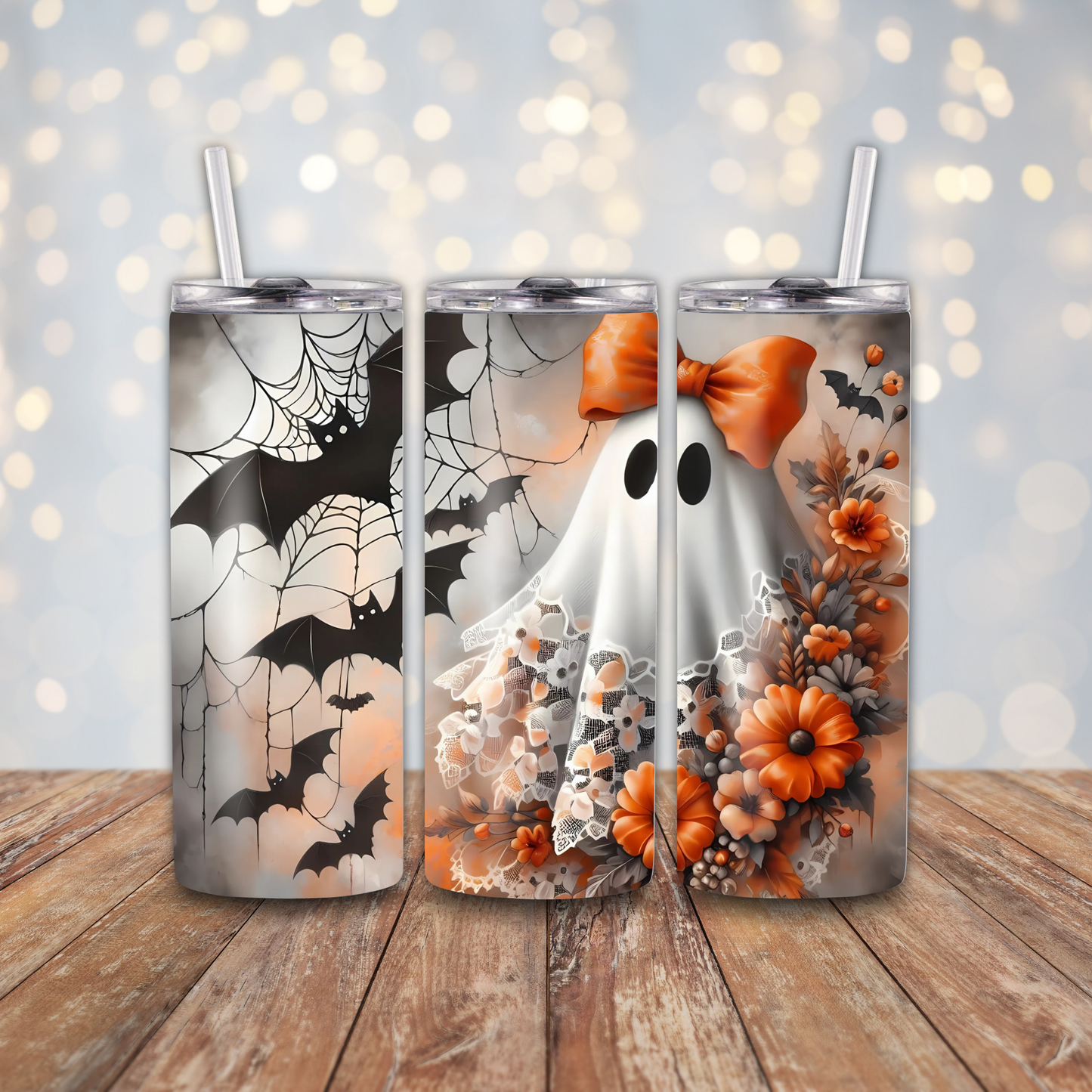 Lace Ghost Orange Flowers Sublimation Transfers