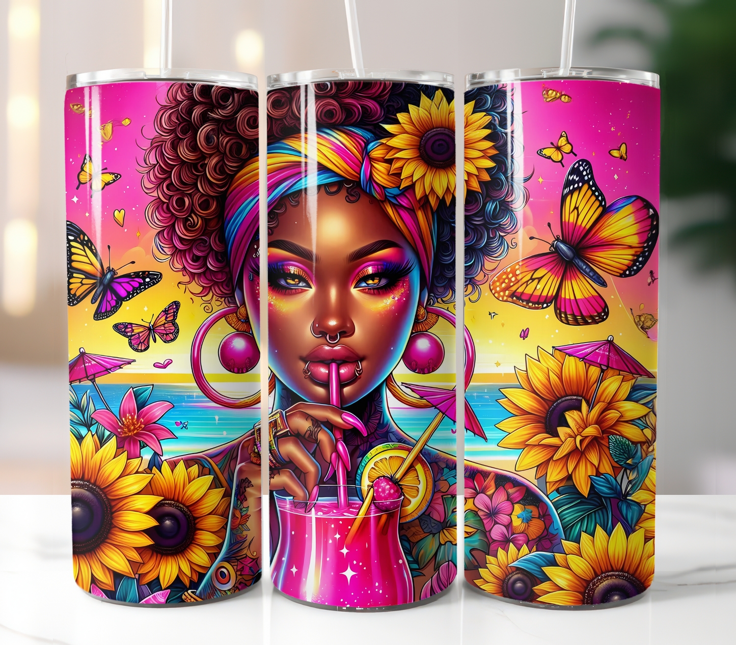 Black Woman Tropical Sublimation Transfer