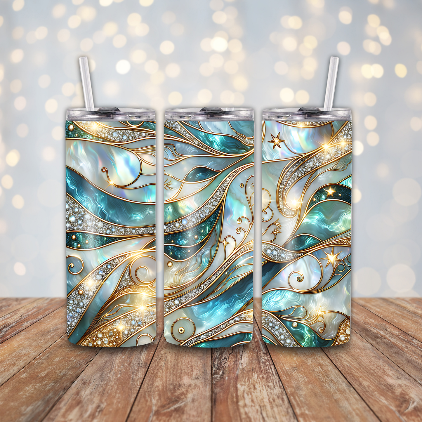 Abstract Blue Gold Sublimation Transfers