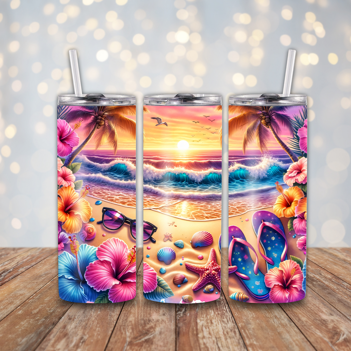 Tropical Beach Sunset Sublimation Transfers