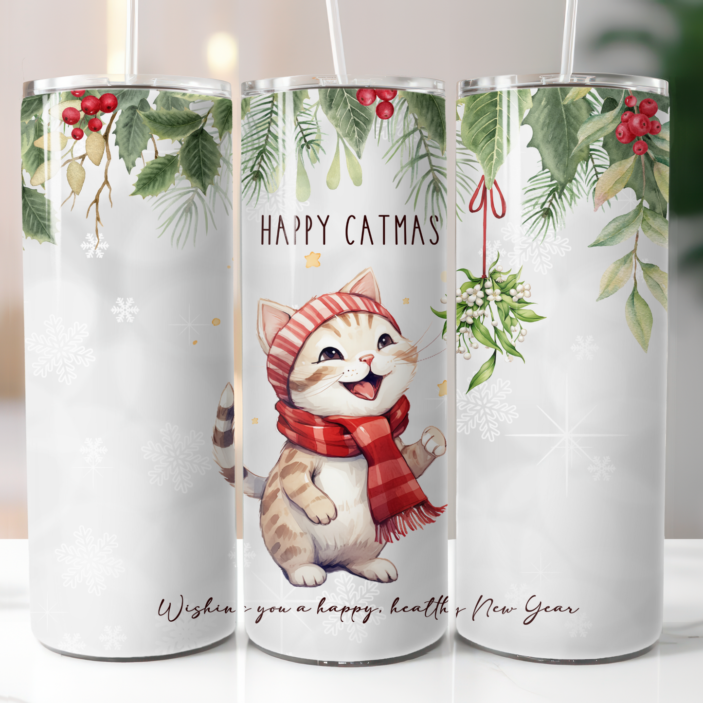 Christmas Cats, Sublimation, Ready To Press, Print Out Transfer, 20 oz, Skinny Tumbler Transfer, NOT A DIGITAL