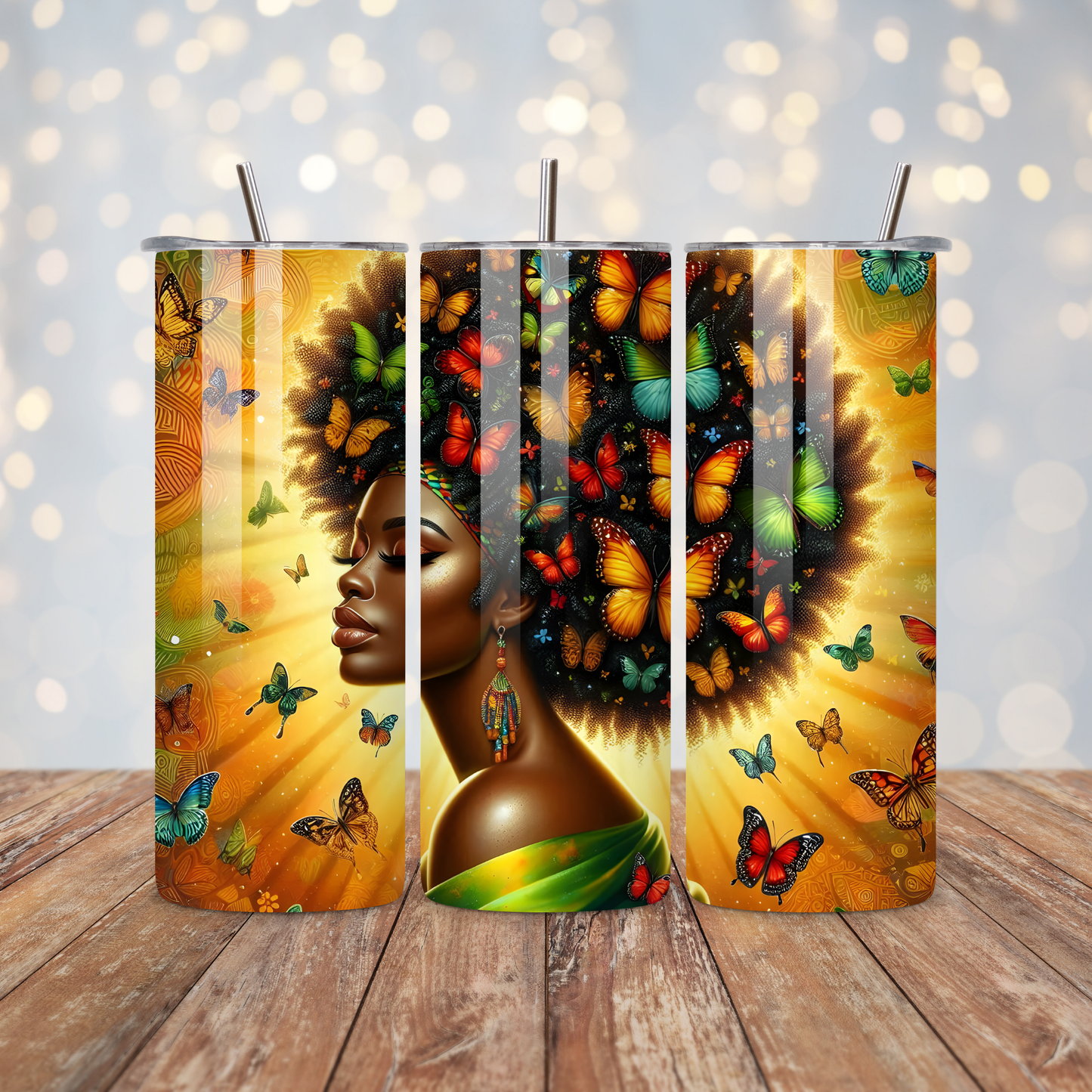 Black Woman Butterflies Sublimation Transfer