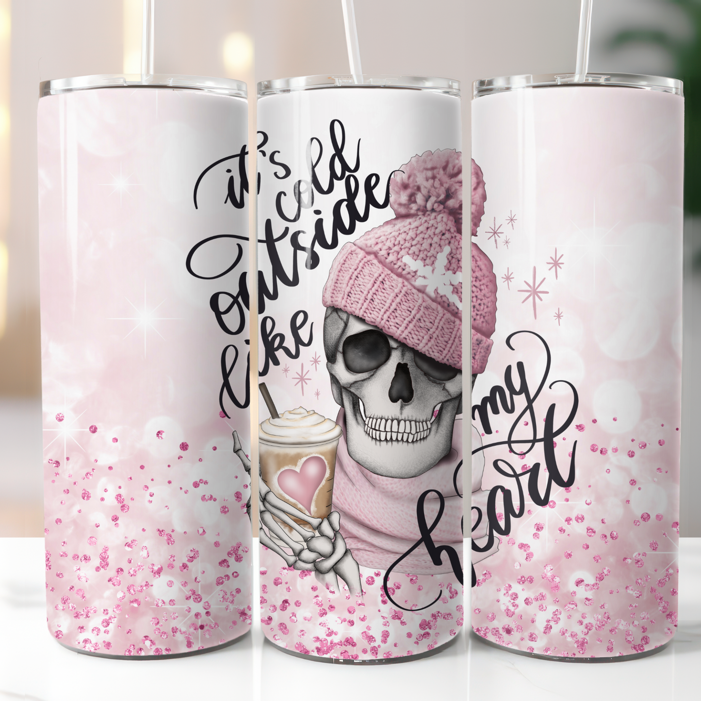 Pink Skeleton Christmas, Sublimation, Ready To Press, Print Out Transfer, 20 oz, Skinny Tumbler Transfer, NOT A DIGITAL
