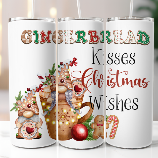 Gingerbread Kisses, Sublimation, Ready To Press, Print Out Transfer, 20 oz, Skinny Tumbler Transfer, NOT A DIGITAL