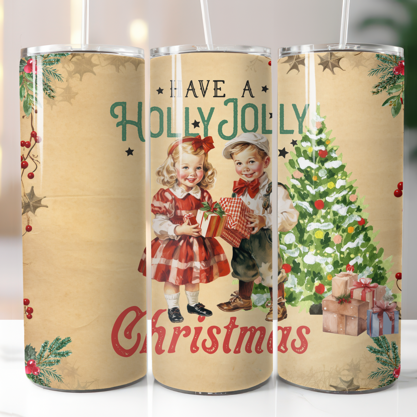 Retro Christmas, Sublimation, Ready To Press, Print Out Transfer, 20 oz, Skinny Tumbler Transfer, NOT A DIGITAL