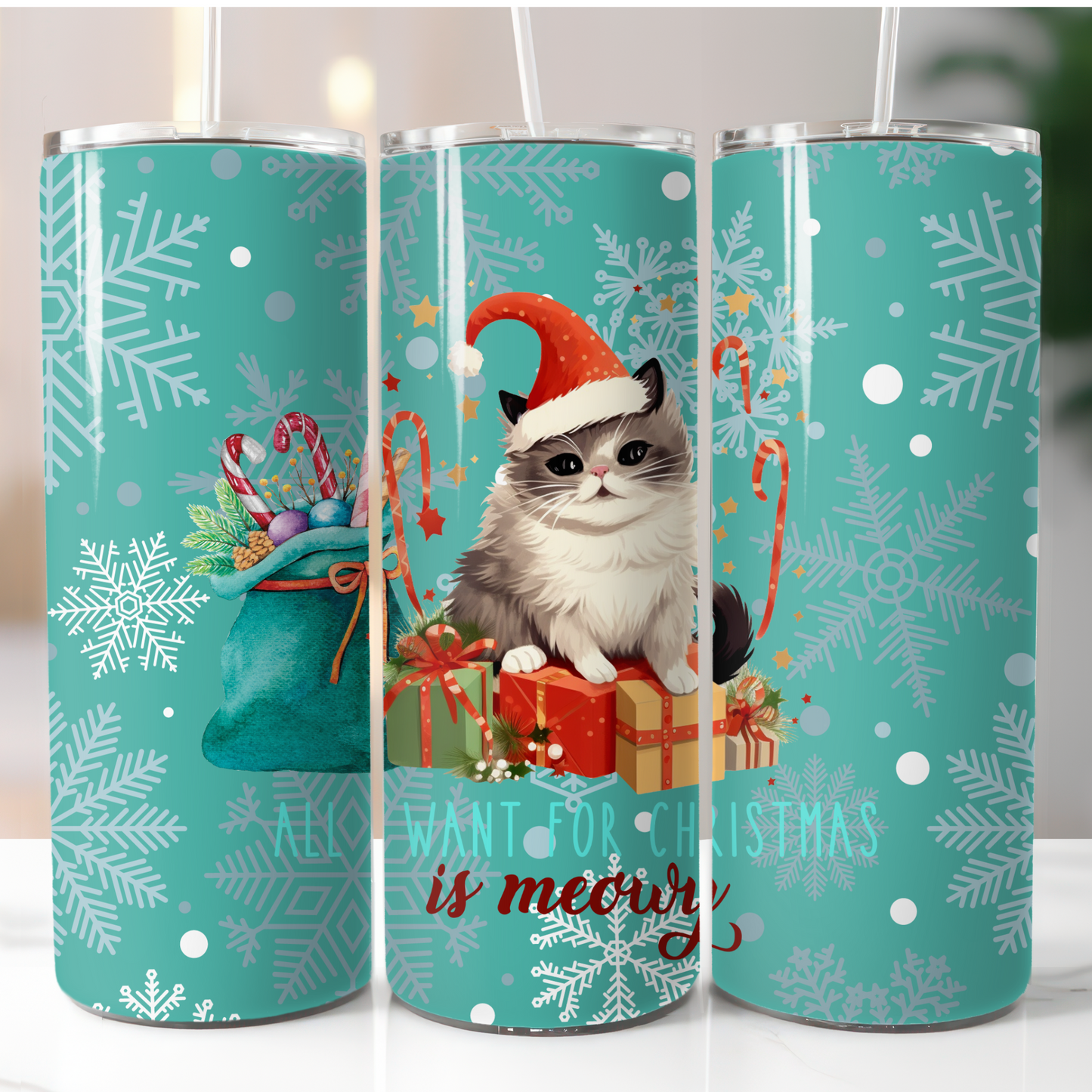 Christmas Cats, Sublimation, Ready To Press, Print Out Transfer, 20 oz, Skinny Tumbler Transfer, NOT A DIGITAL