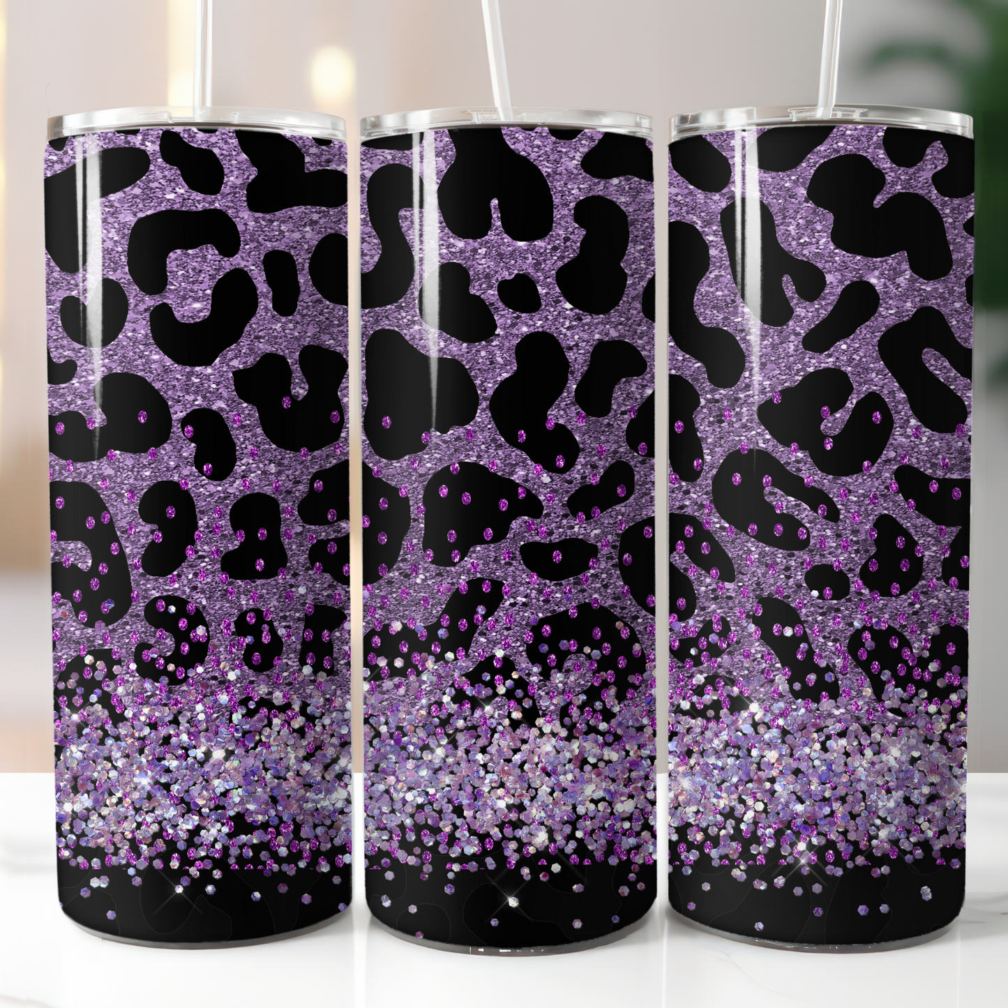 Purple Glitter Leopard Sublimation Transfers