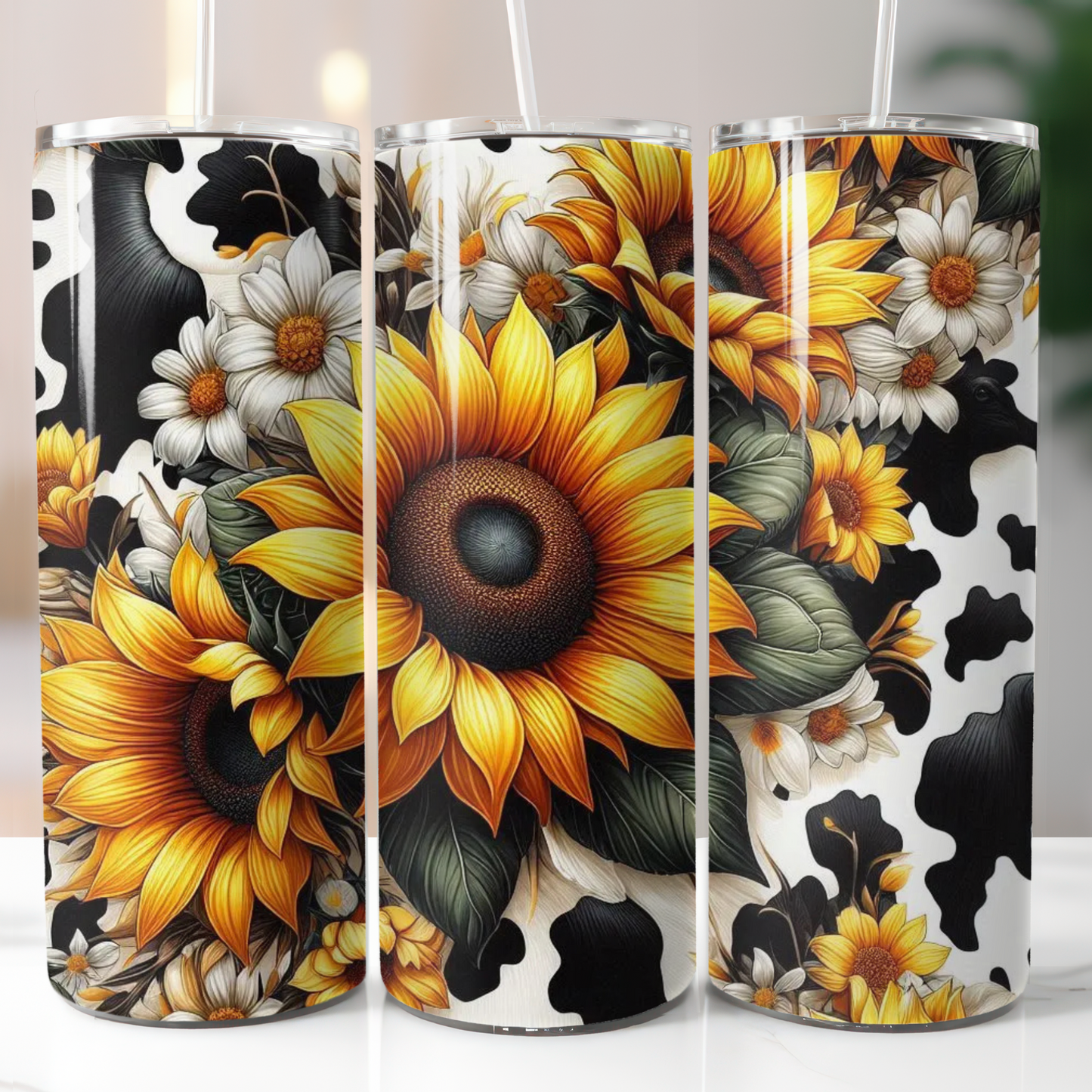 Sunflower Cow Print Sublimation Transfers