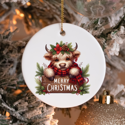 Highland Cow Merry Christmas Sublimation Transfers