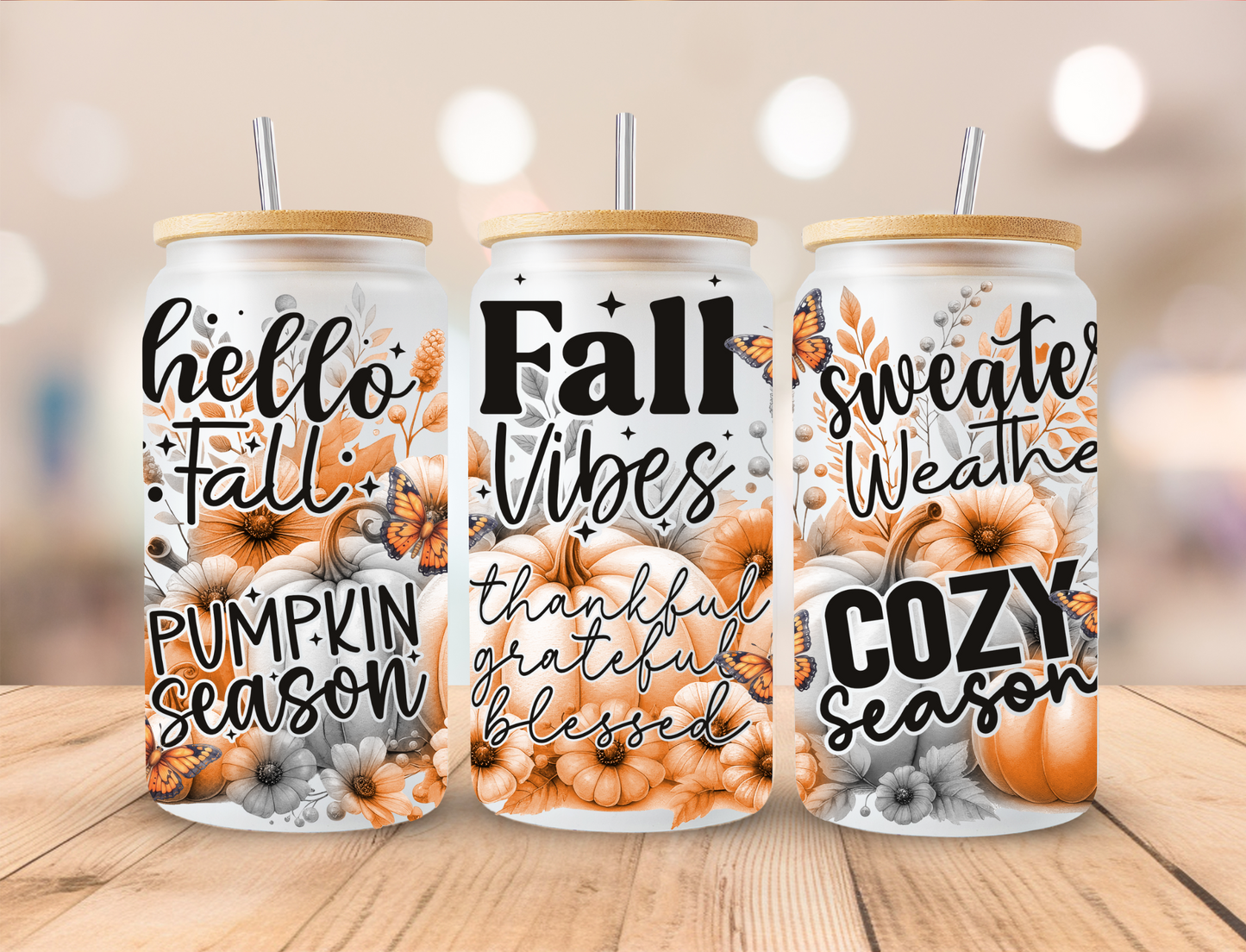 Fall Vibes Pumpkins Libbey Glass Transfer