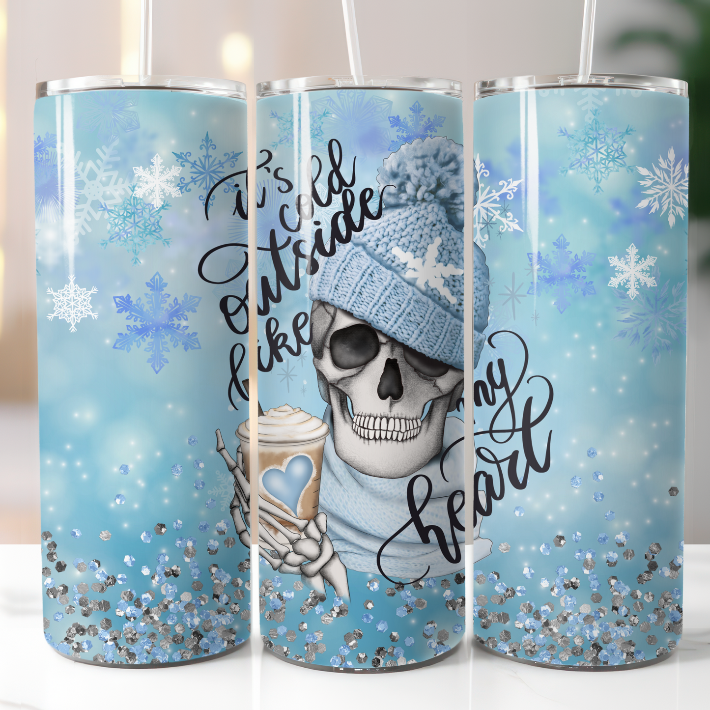 Blue Skeleton Christmas , Sublimation, Ready To Press, Print Out Transfer, 20 oz, Skinny Tumbler Transfer, NOT A DIGITAL