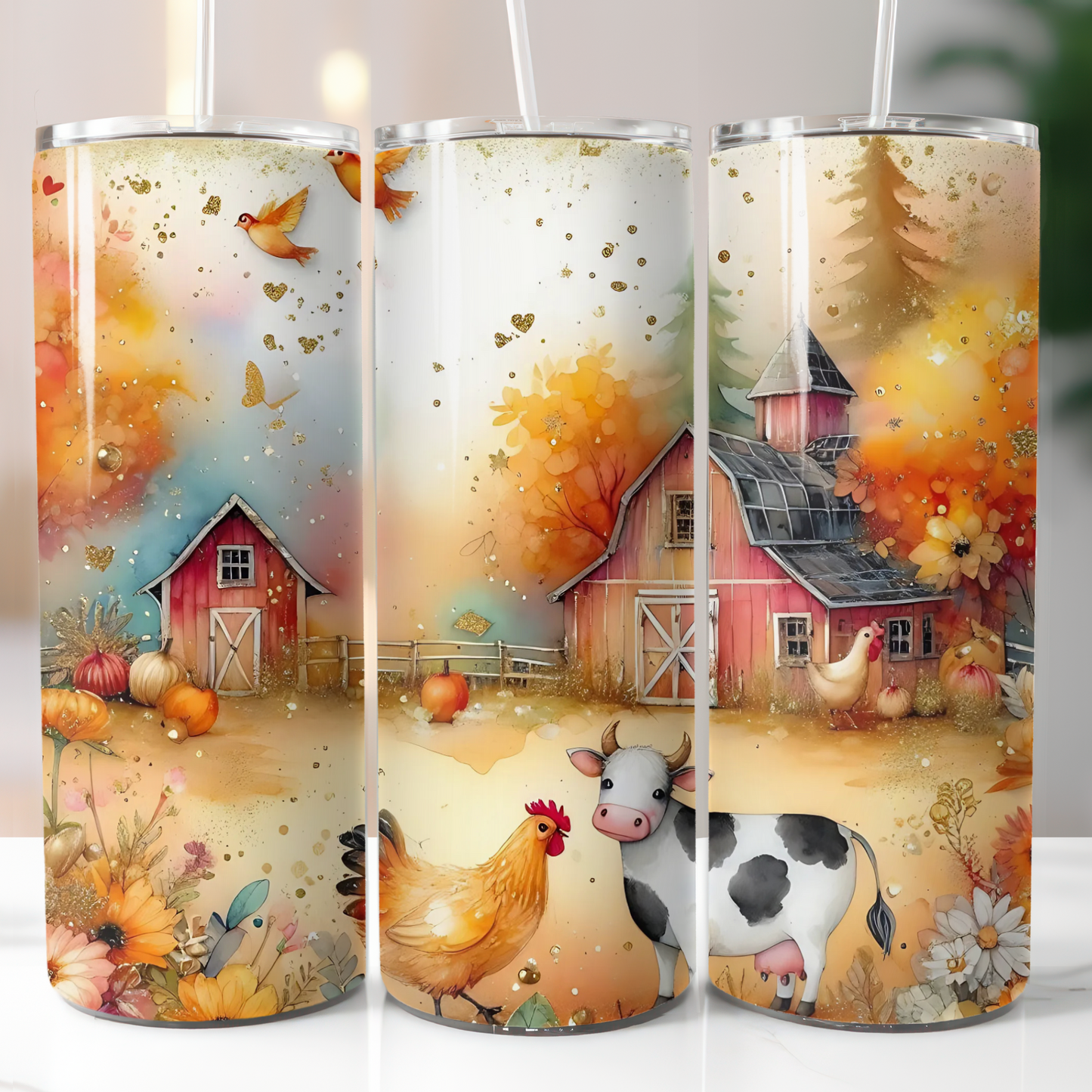 Farm Life Cow and Chicken