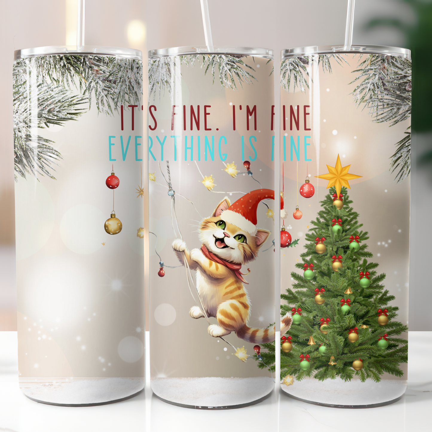 Christmas Cats, Sublimation, Ready To Press, Print Out Transfer, 20 oz, Skinny Tumbler Transfer, NOT A DIGITAL