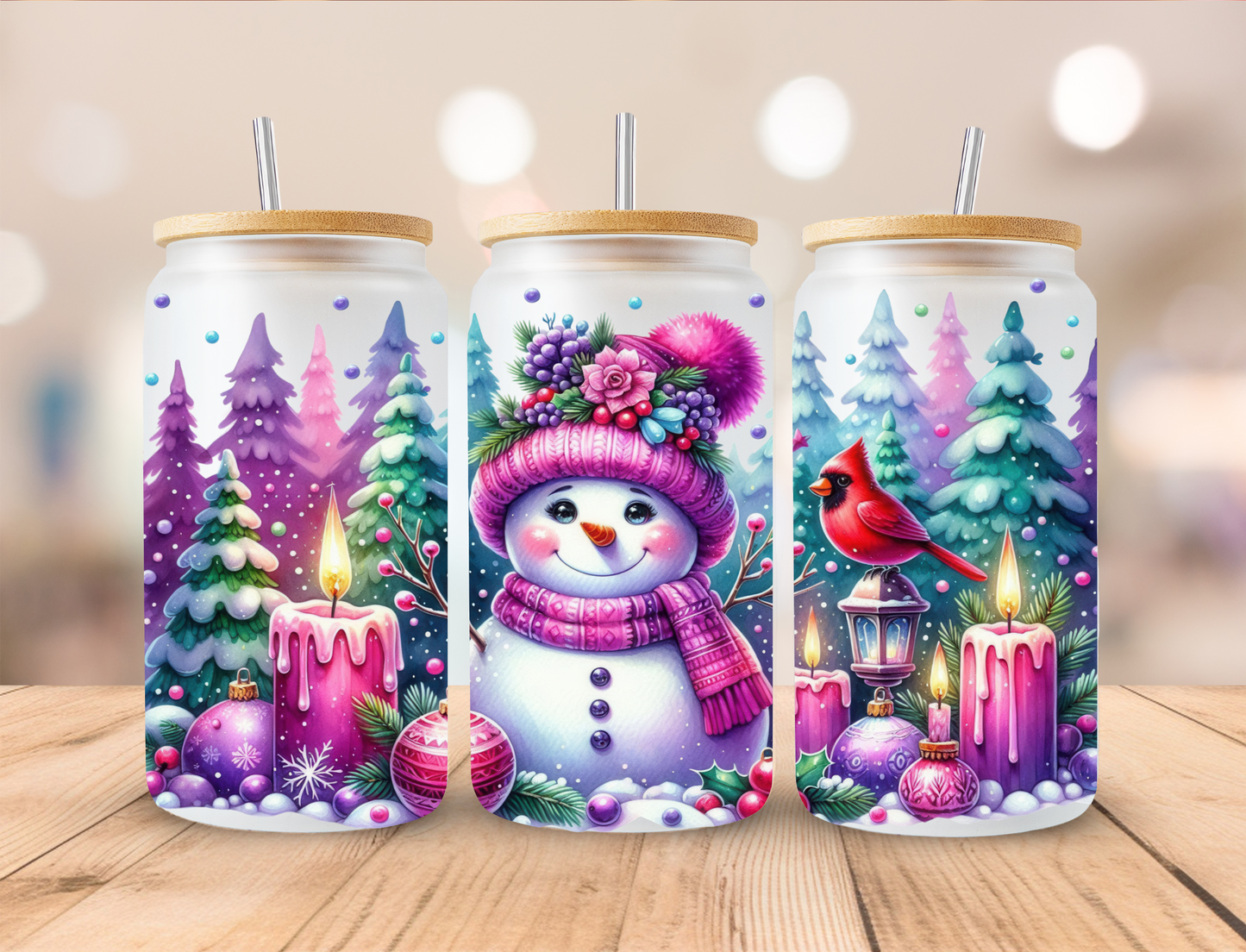 Purple Snowman Libbey Glass Transfer