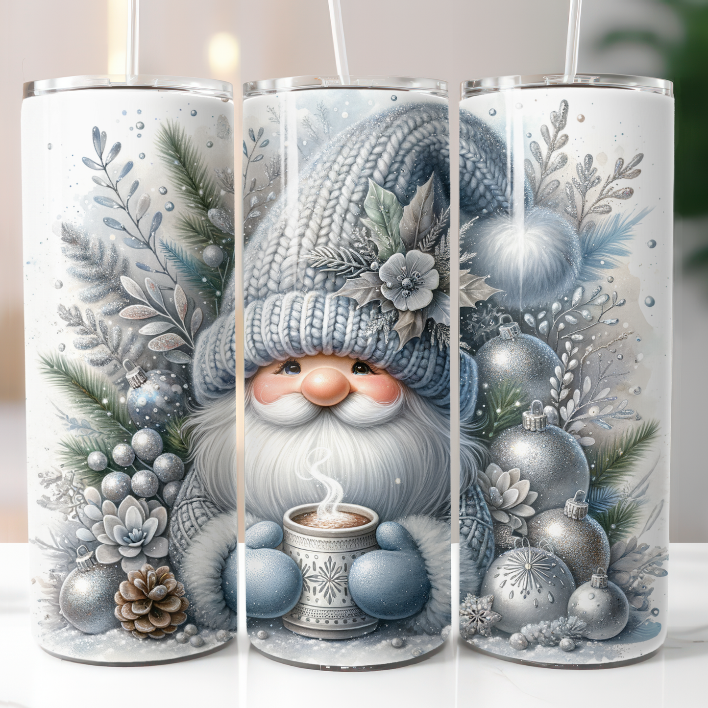 Silver Christmas Gnome Hot Cocoa Mug