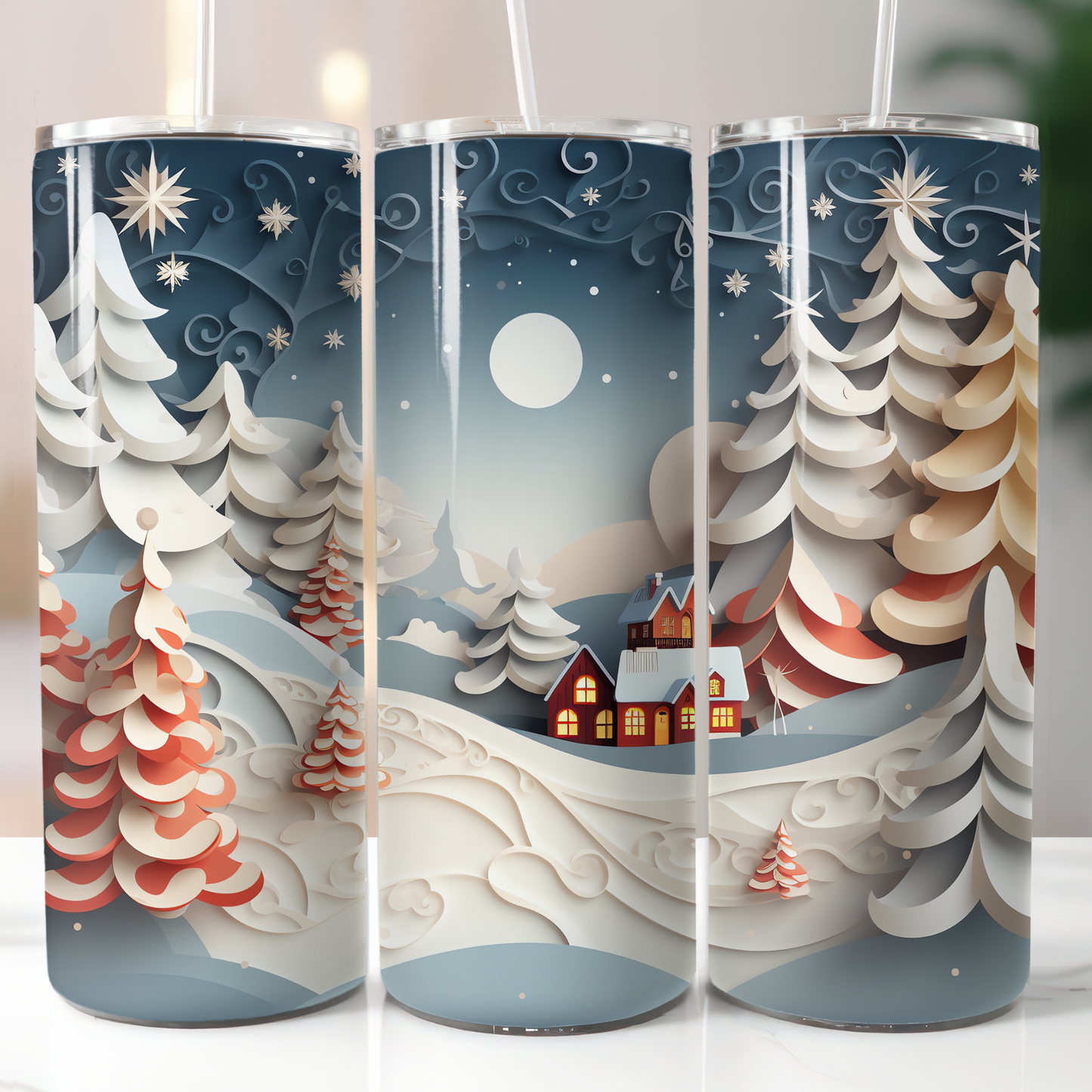 Christmas Tree Scene, Sublimation Prints