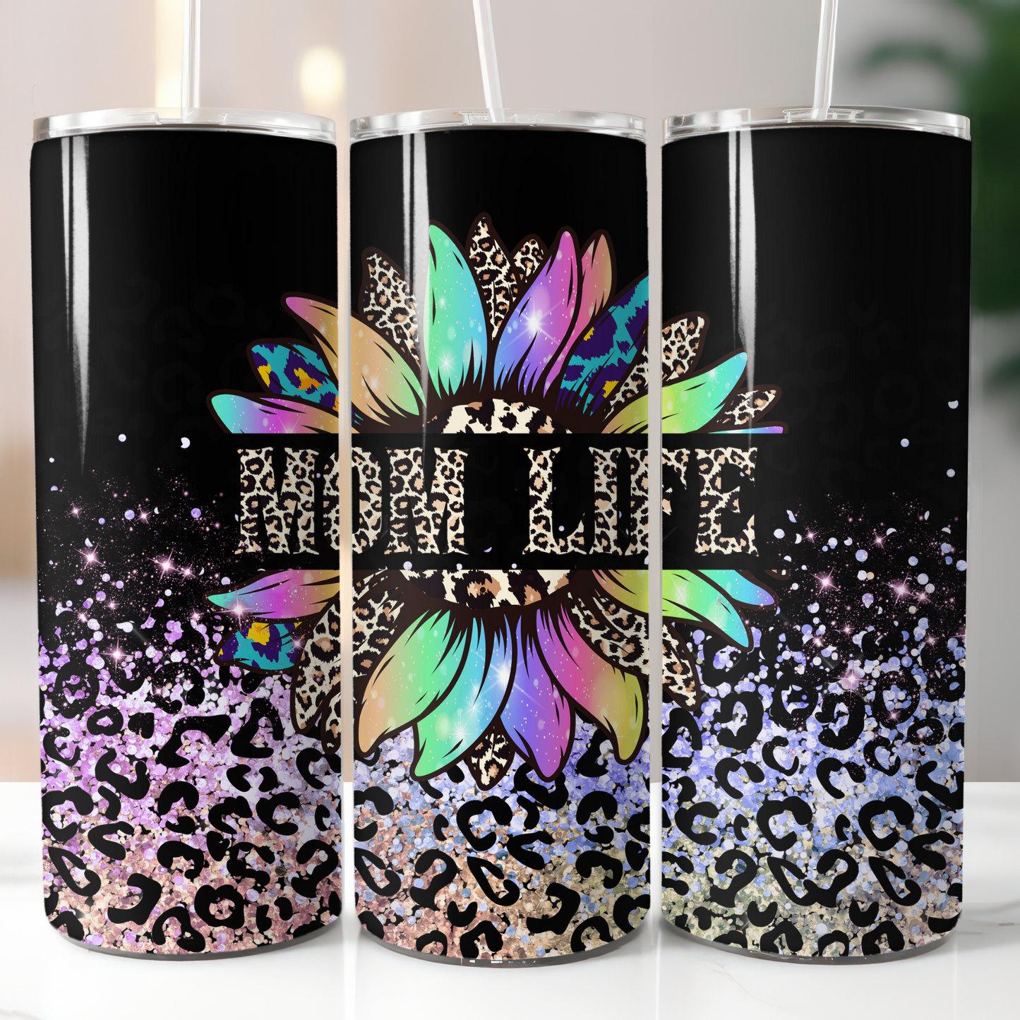 Rainbow Sunflower Mom Life Sublimation Transfers