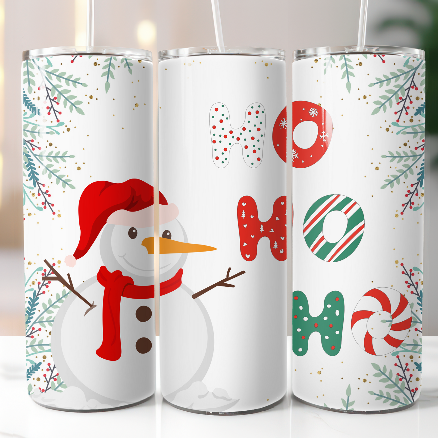 Snowman Ho Ho Ho, Sublimation, Ready To Press, Print Out Transfer, 20 oz, Skinny Tumbler Transfer, NOT A DIGITAL