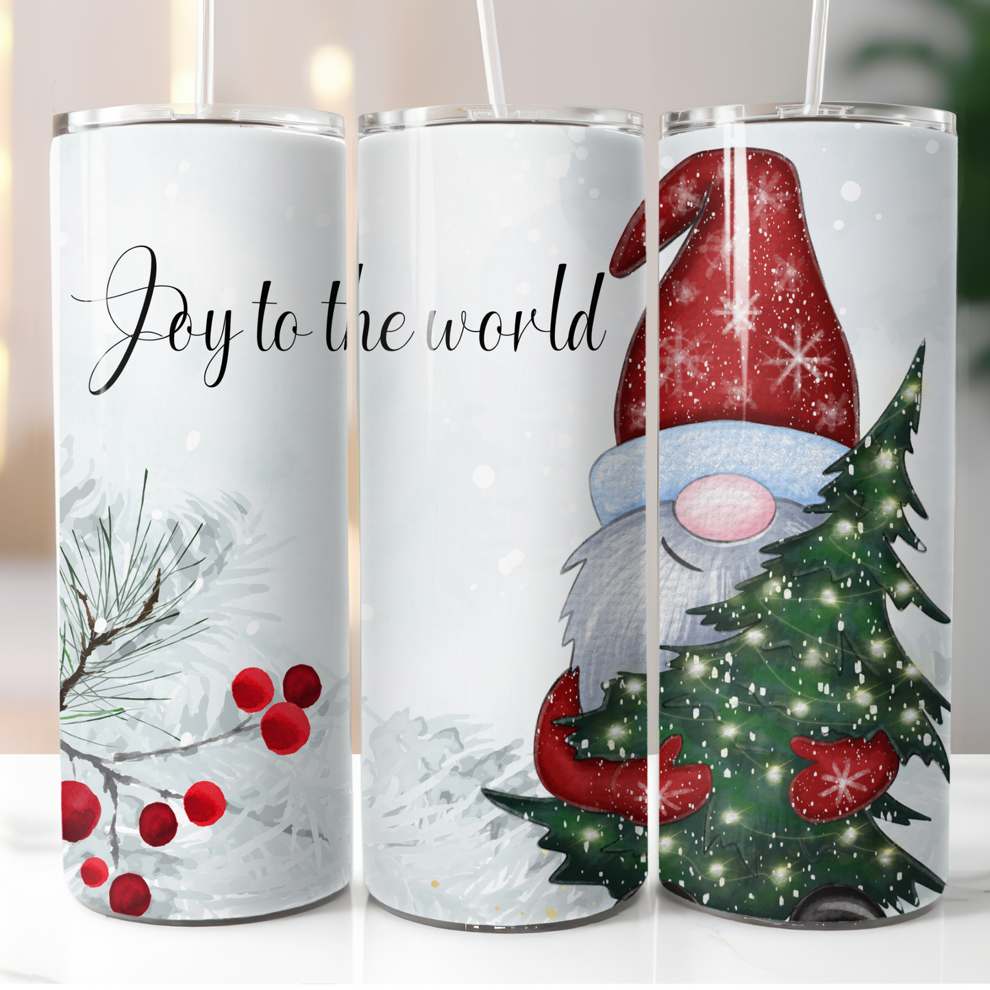 Gnome Joy to the World, Sublimation, Ready To Press, Print Out Transfer, 20 oz, Skinny Tumbler Transfer, NOT A DIGITAL