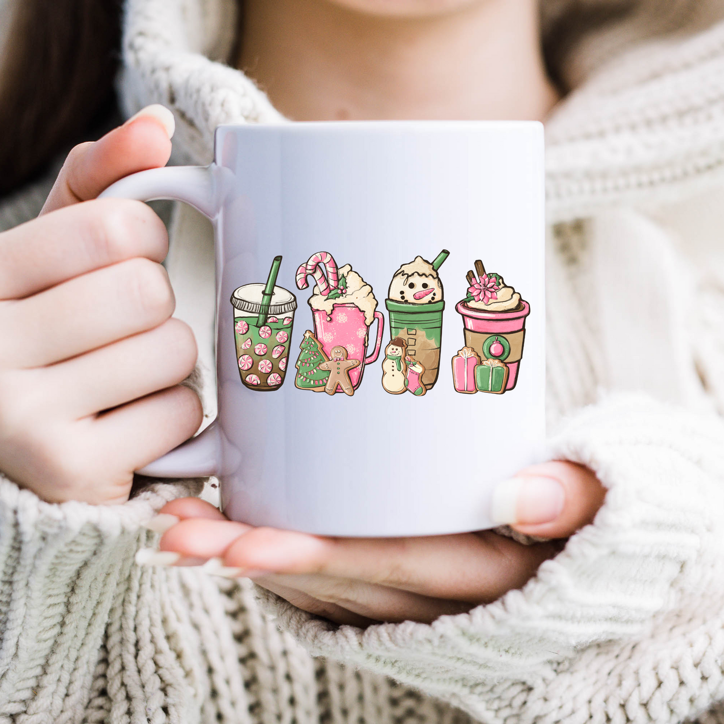 Pink Snowman Mug, Sublimation, Ready To Press, Print Out Transfer, 11 oz. 12 oz. 15 oz. NOT A DIGITAL Cost 3.25 for 4 designs on one sheet