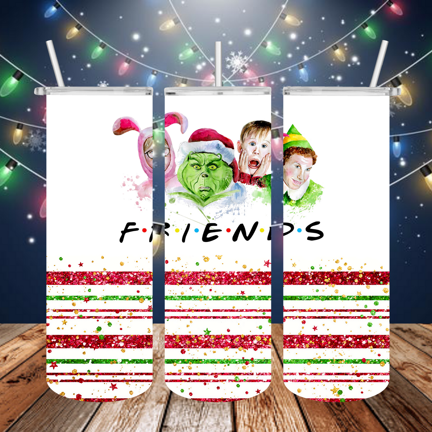 Christmas Friends, Sublimation, Ready to Print, Ready To Press, Print Out Transfer, 20 oz, Skinny Tumbler Transfer, NOT A DIGITAL