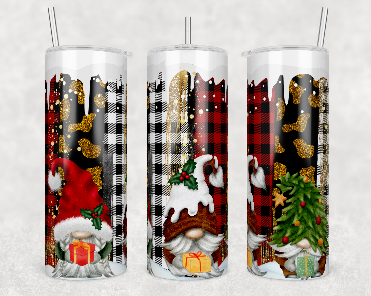 Buffalo Plaid Gnome, Sublimation, Ready to Print, Ready To Press, Print Out Transfer, 20 oz, Skinny Tumbler Transfer, NOT A DIGITAL