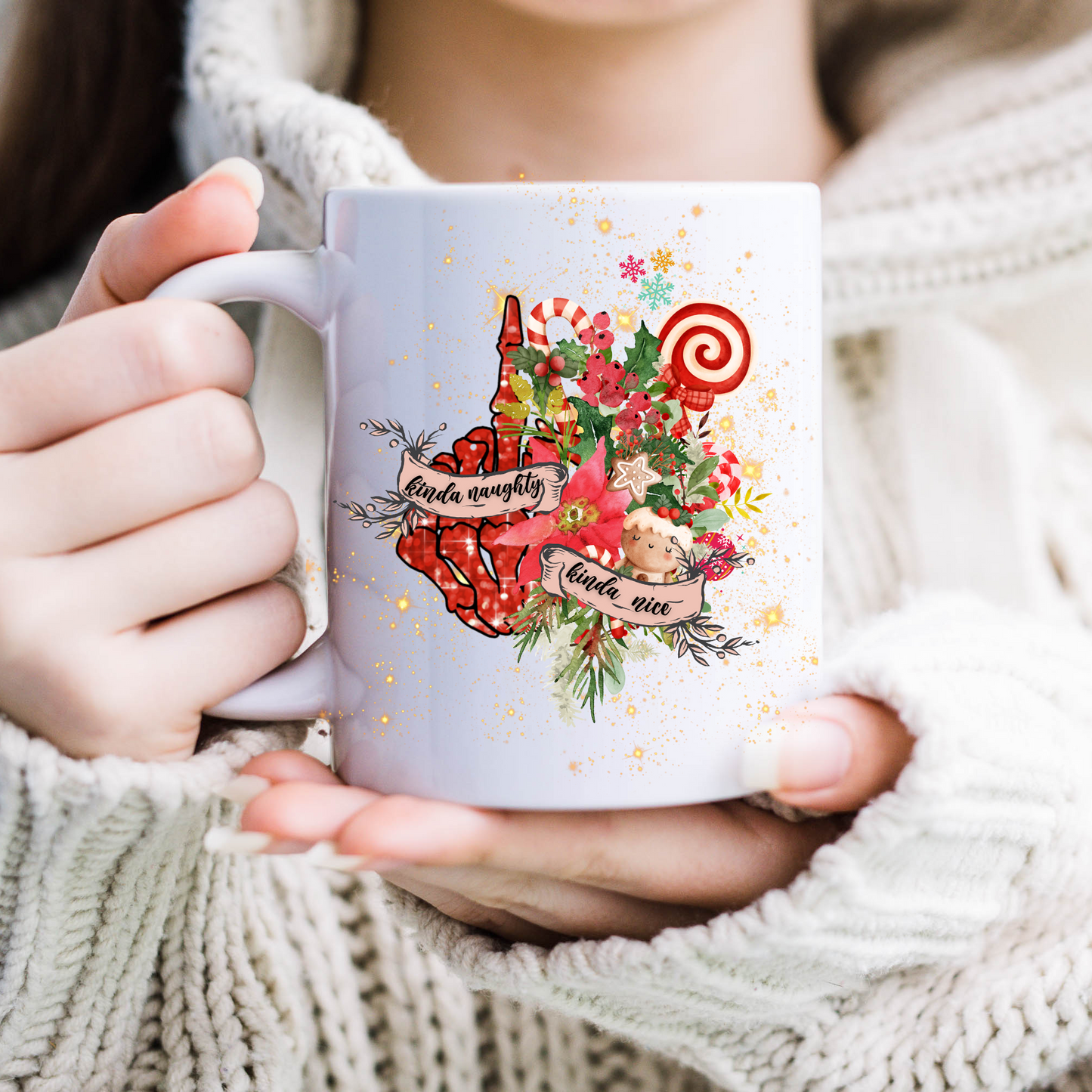 Kinda Naughty, Kinda Nice Mug, Sublimation, Ready To Press, Print Out Transfer, 11 oz. 12 oz. 15 oz. NOT A DIGITAL Cost 3.25 for 4 designs on one sheet