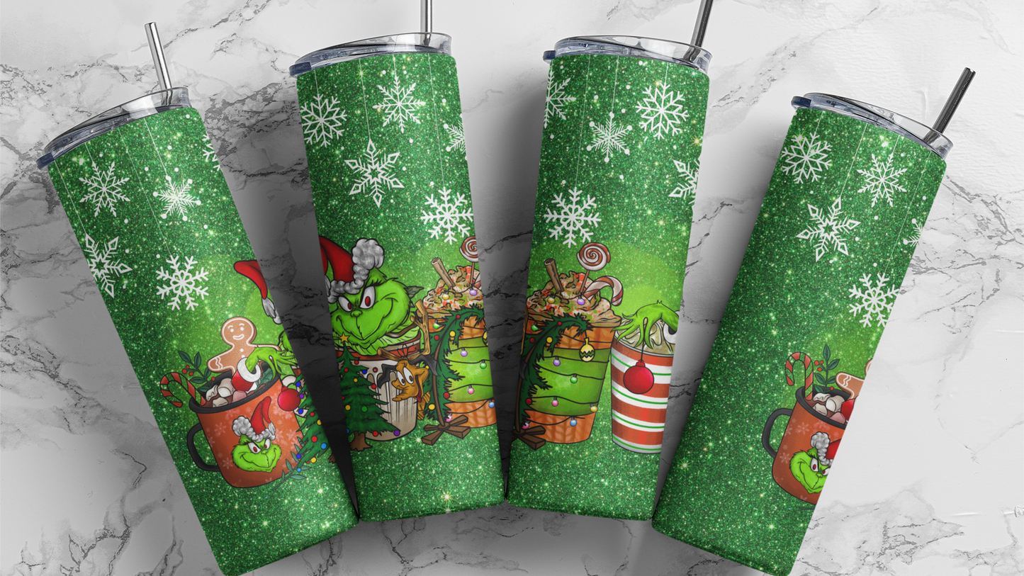 Christmas Grinch Drink, Sublimation, Ready to Print, Ready To Press, Print Out Transfer, 20 oz, Skinny Tumbler Transfer, NOT A DIGITAL