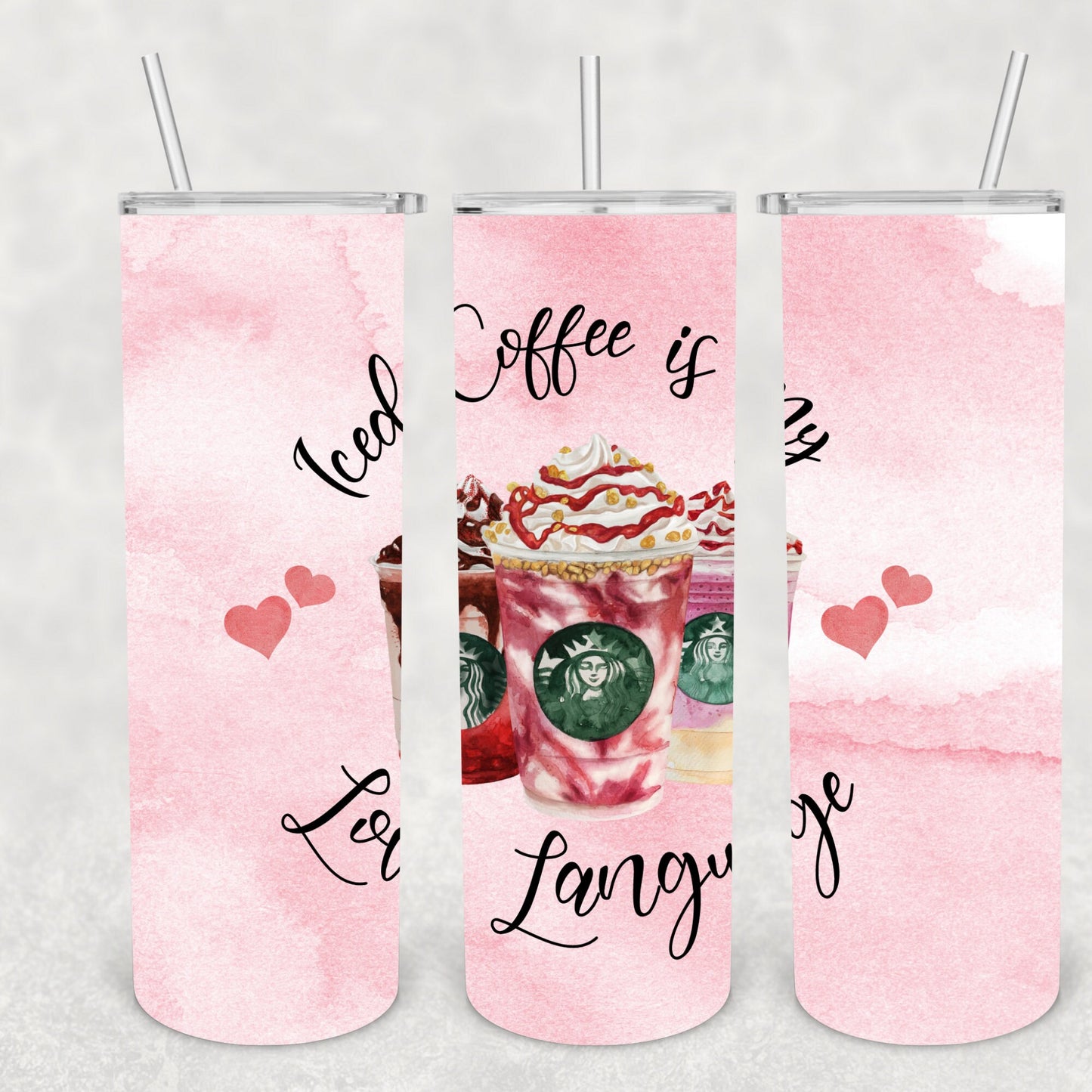 Iced Coffee, Sublimation, Ready to Print, Ready To Press, Print Out Transfer, 20 oz, Skinny Tumbler Transfer, NOT A DIGITAL