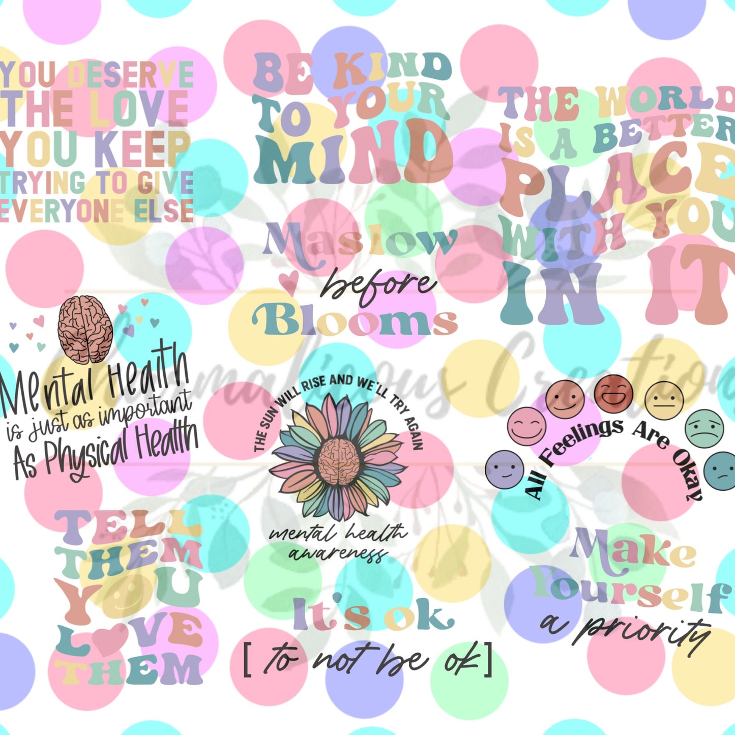 Mental Health Affirmations, Sublimation, Ready To Press, Print Out Transfer, 20 oz, Skinny Tumbler Transfer, NOT A DIGITAL