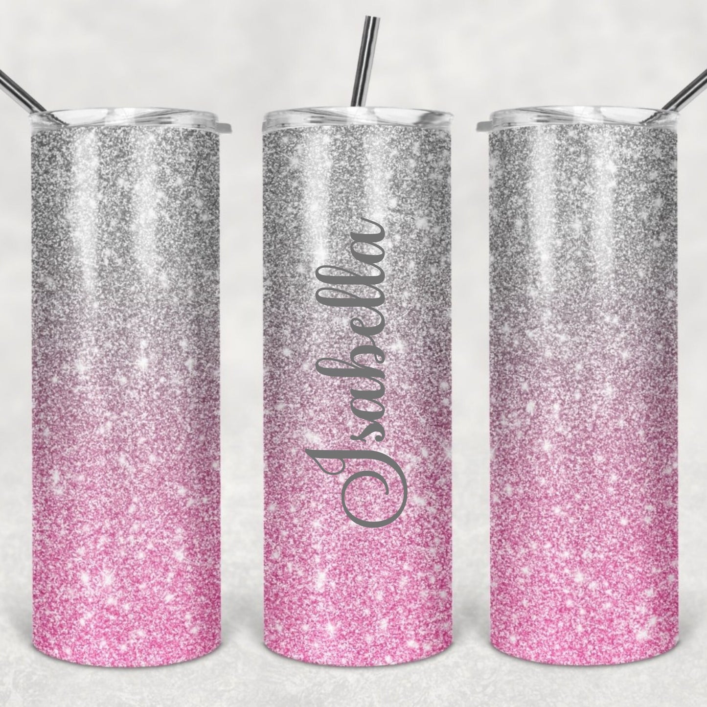 Pink, Gray, Glitter, Sublimation, Ready to Print, Ready To Press, Print Out Transfer, 20 oz, Skinny Tumbler Transfer, NOT A DIGITAL