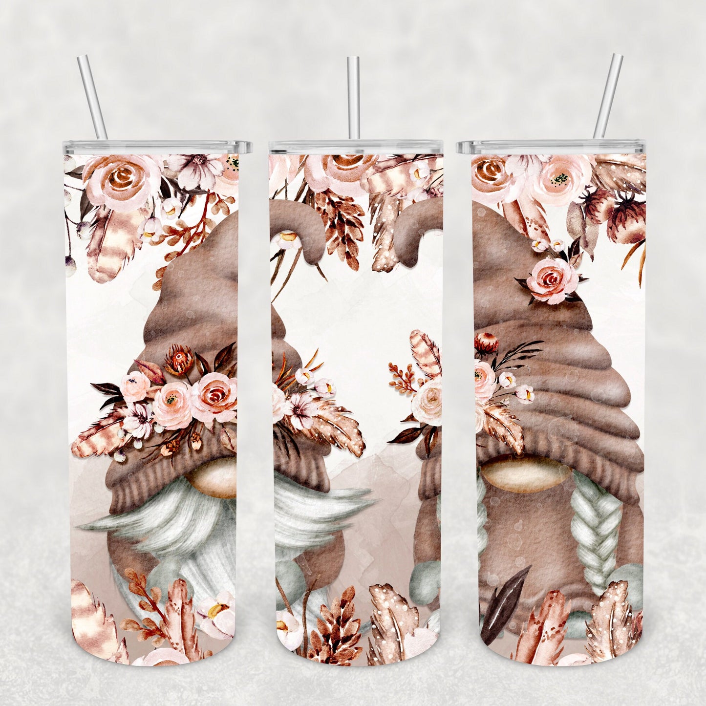 Gnomes Flowers, Sublimation, Ready To Press, Ready to Print, Print Out Transfer, 20 oz, Skinny Tumbler Transfer, NOT A DIGITAL