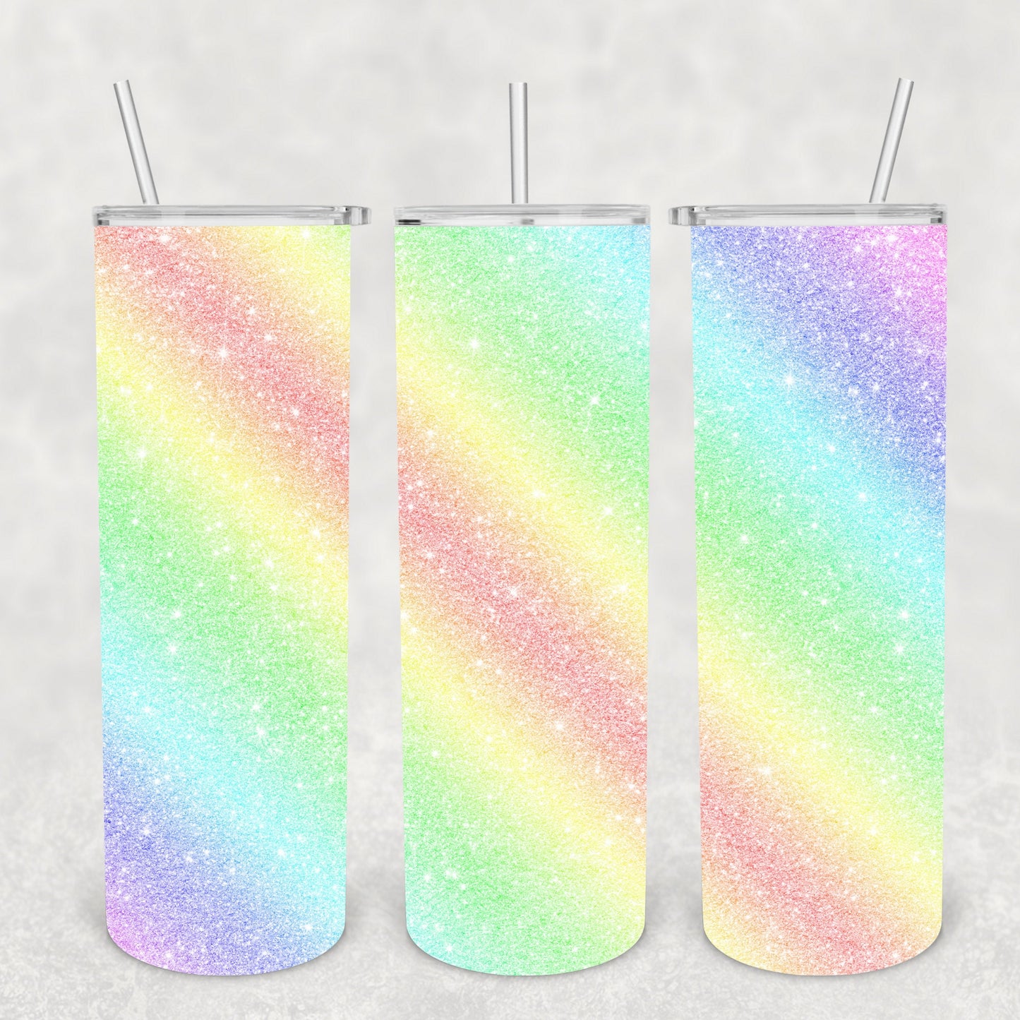 Pastel Rainbow Ombre Glitter, Film, Sublimation, Ready To Press, Print Out Transfer, 20 oz, Skinny Tumbler Transfer, NOT A DIGITAL