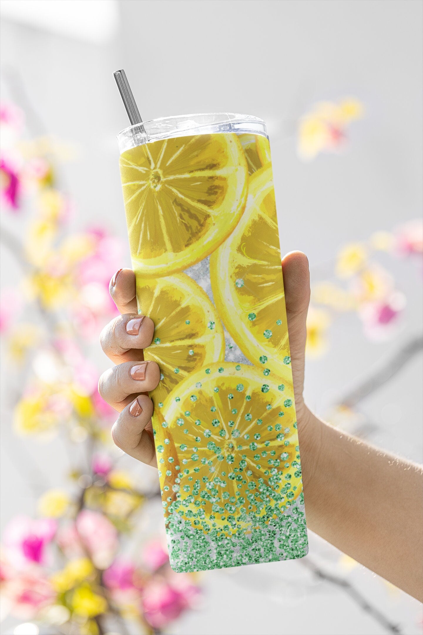 Lemon Glitter, Sublimation, Ready To Press, Print Out Transfer, 20 oz, Skinny Tumbler Transfer, NOT A DIGITAL