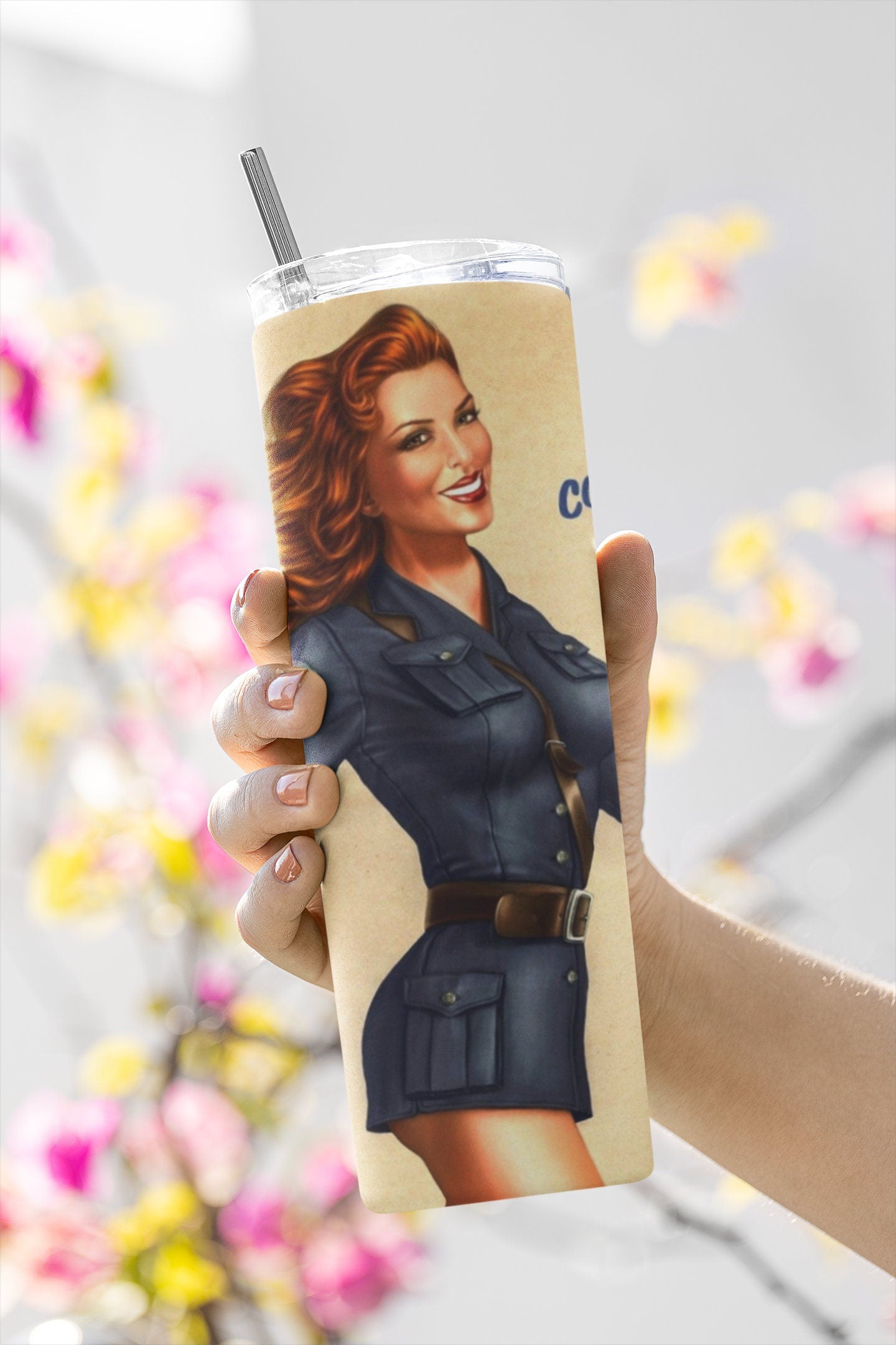 Pinup Girl, Come Fly With Me Sublimation, Ready To Press, Print Out Transfer, 20 oz, Skinny Tumbler Transfer, NOT A DIGITAL