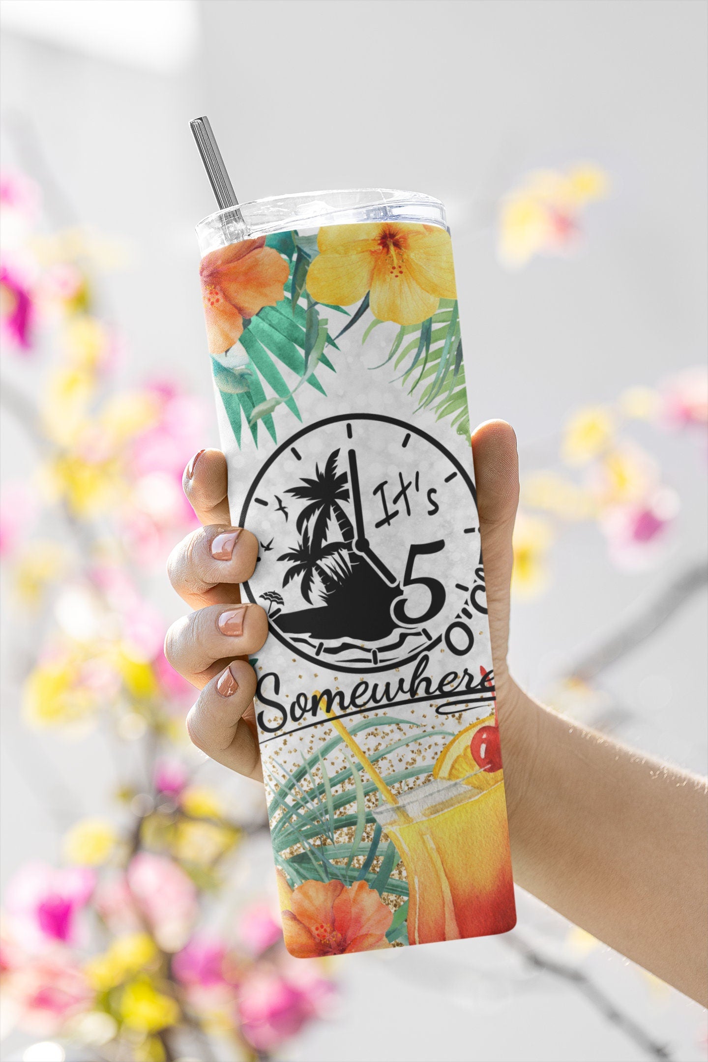 It's 5 O'clock Somewhere, Sublimation, Ready To Press, Print Out Transfer, 20 oz, Skinny Tumbler Transfer, NOT A DIGITAL