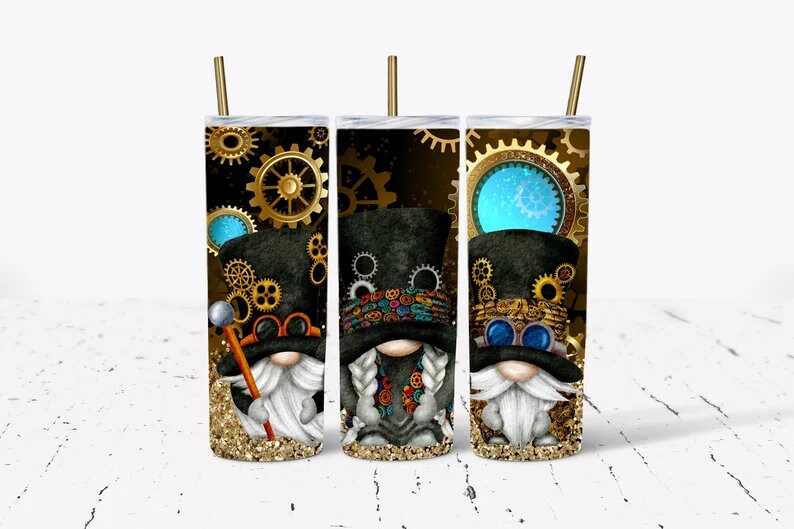 Steampunk Gnome, Sublimation, Ready To Press, Print Out Transfer, 20 oz, Skinny Tumbler Transfer, NOT A DIGITAL