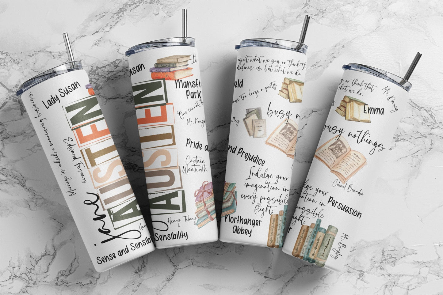 Austen Book Lover, Sublimation, Ready to Print, Ready To Press, Print Out Transfer, 20 oz, Skinny Tumbler Transfer, NOT A DIGITAL