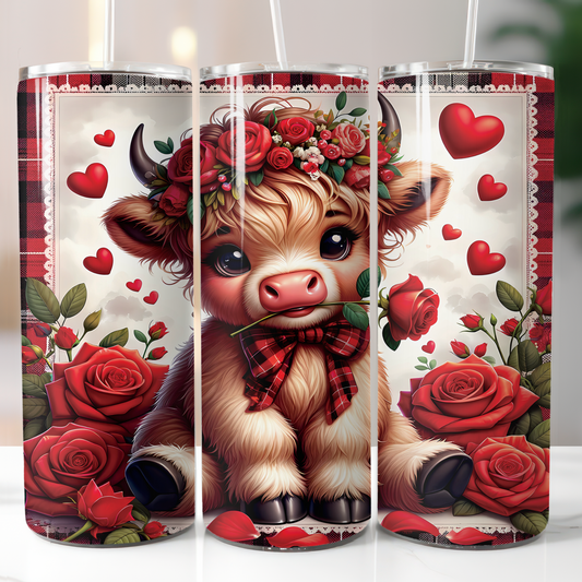 Valentine's Day Highland Cow, Sublimation Transfer