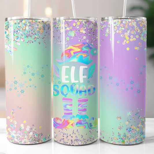 Holographic Christmas Elf Squad, Sublimation, Ready to Print, Ready To Press, Print Out Transfer, 20 oz, Skinny Tumbler Transfer, NOT A DIGITAL