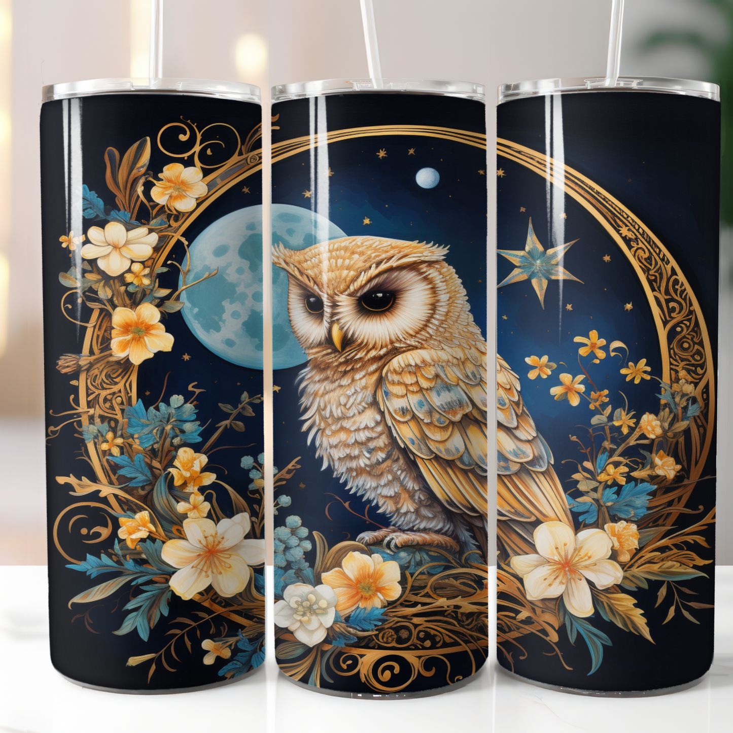 Celestial Owl, Sublimation, Ready to Print, Ready To Press, Print Out Transfer, 20 oz, Skinny Tumbler Transfer, NOT A DIGITAL