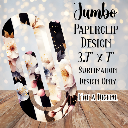 Floral Black and White Jumbo Paperclip Sublimation Transfers