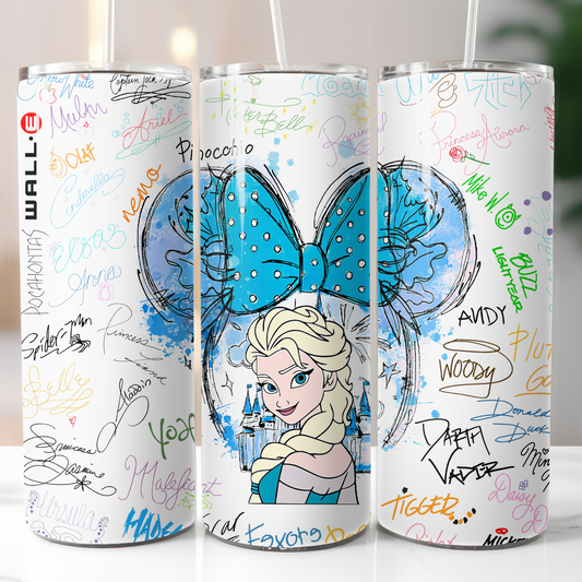 Disney Elsa Autograph, Sublimation, Ready to Print, Ready To Press, Print Out Transfer, 20 oz, Skinny Tumbler Transfer, NOT A DIGITAL