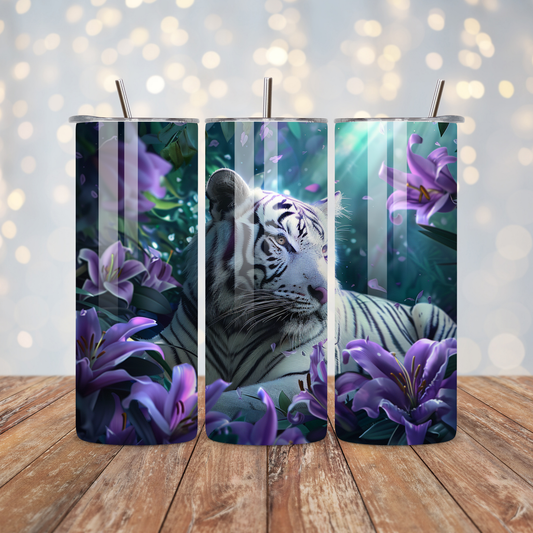 Tiger Purple Flowers Sublimation Transfer
