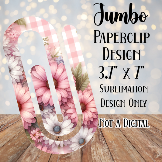 Pink Floral Jumbo Paperclip Sublimation Transfers
