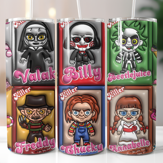 Horror Icons, Sublimation, Ready to Print, Ready To Press, Print Out Transfer, 20 oz, Skinny Tumbler Transfer, NOT A DIGITAL