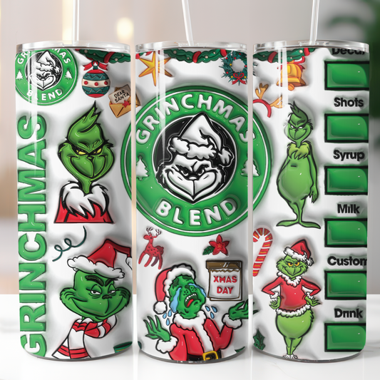 Grinch 3D Inflatable, Sublimation, Ready to Print, Ready To Press, Print Out Transfer, 20 oz, Skinny Tumbler Transfer, NOT A DIGITAL