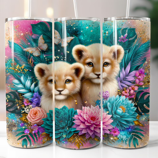 Floral Baby Lion Cubs, Sublimation Transfer