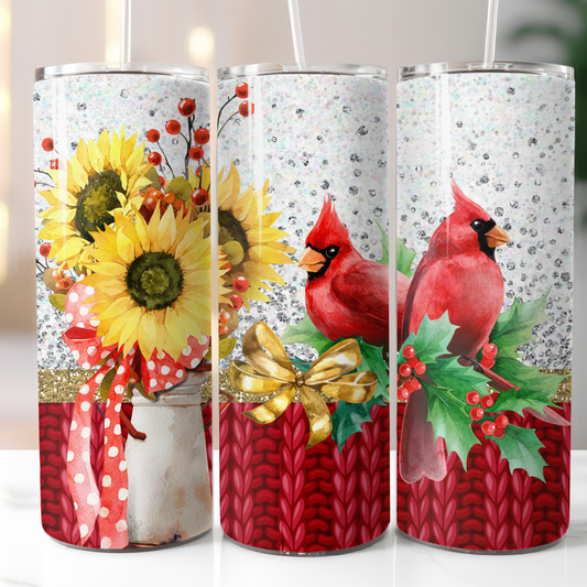 Christmas Red Cardinal, Sublimation, Ready To Press, Print Out Transfer, 20 oz, Skinny Tumbler Transfer, NOT A DIGITAL